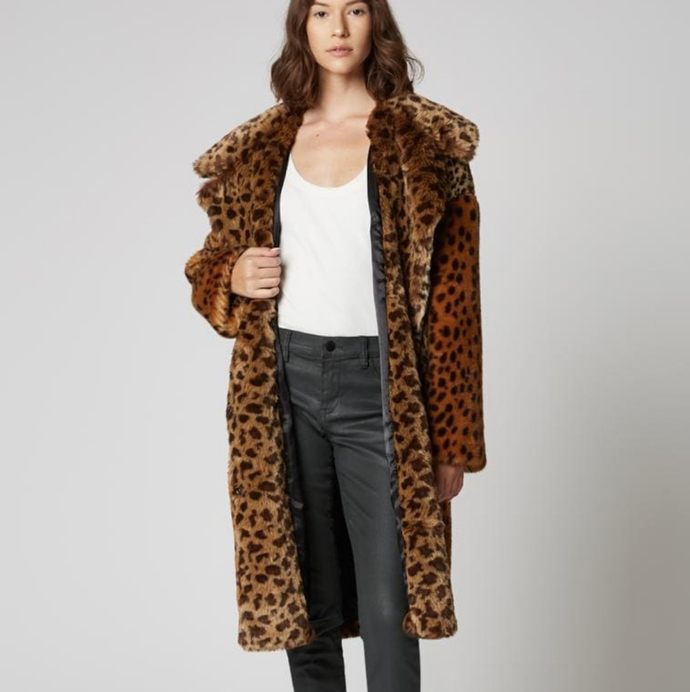 Blank NYC party animal Leopard Faux Fur Jacket coat